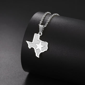 Punk Hip-Hop Map Pendant Stainless Steel Necklace